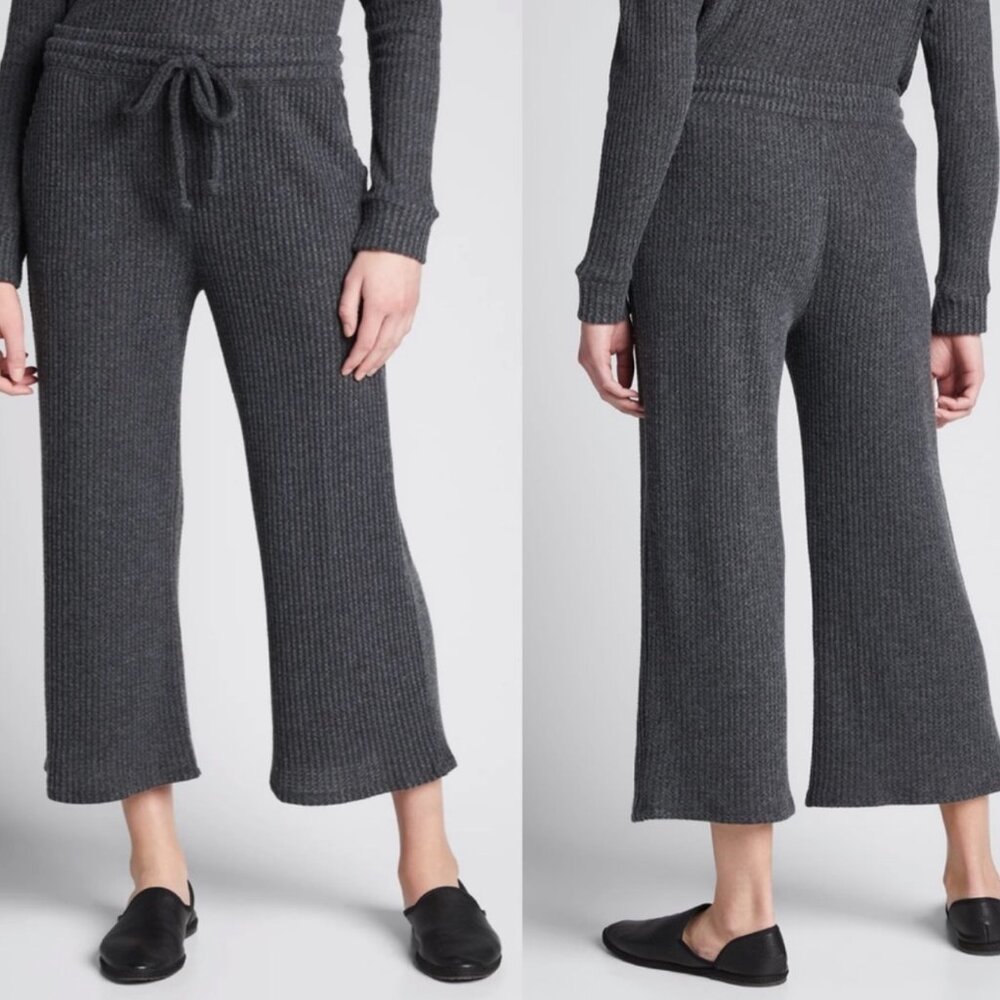 BEYOND YOGA Women's Waffle Knit Wide Leg‎ Cropped Pants w/Pockets | Size L